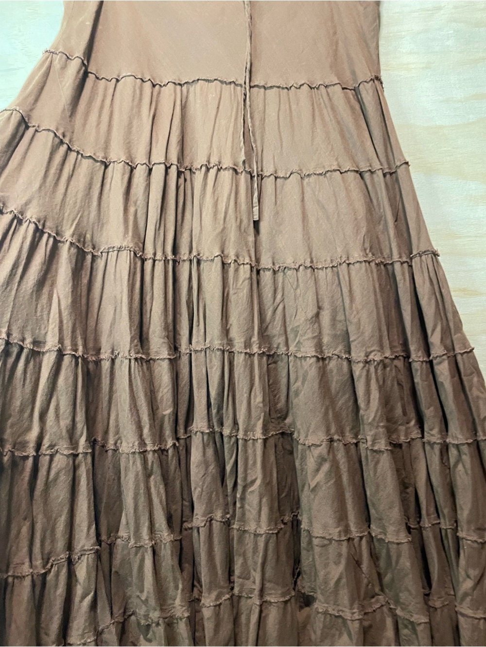 VTG Hollister 100% Cotton Brown Tiered Maxi Skirt - Picture 6 of 8